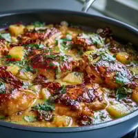 Vibrant one-pan chicken pineapple coconut curry with tender chicken, juicy pineapple, and creamy coconut milk in a fragrant curry sauce.  