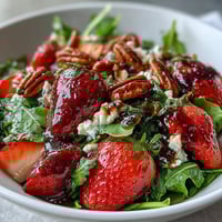 Spring Dinner Party Strawberry Arugula Salad with Balsamic Glaze