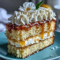Elegant Mother's Day Lemon Curd Layer Cake adorned with edible flowers and fluffy whipped cream frosting.