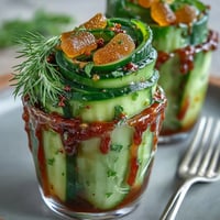 Chamoy Pickle Kit in a Cup: vibrant snack with tangy pickles, chamoy sauce, and fruity candies in a colorful cup.